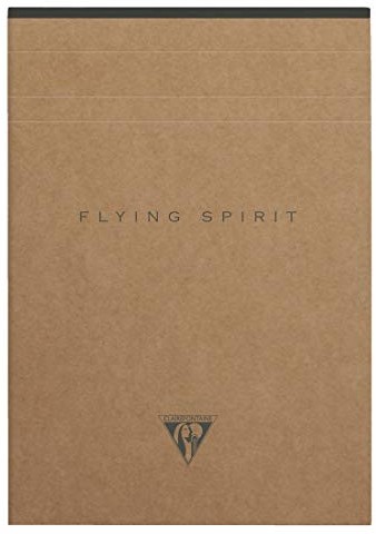 Clairefontaine 103636C podkładka klejona z napisem Flying Spirit Kraft Header 140 wyjmowanych stron z kości słoniowej 14,8 x 21 cm 90 g wyłożona brązową okładką Kraft loft losowy wzór 103636C