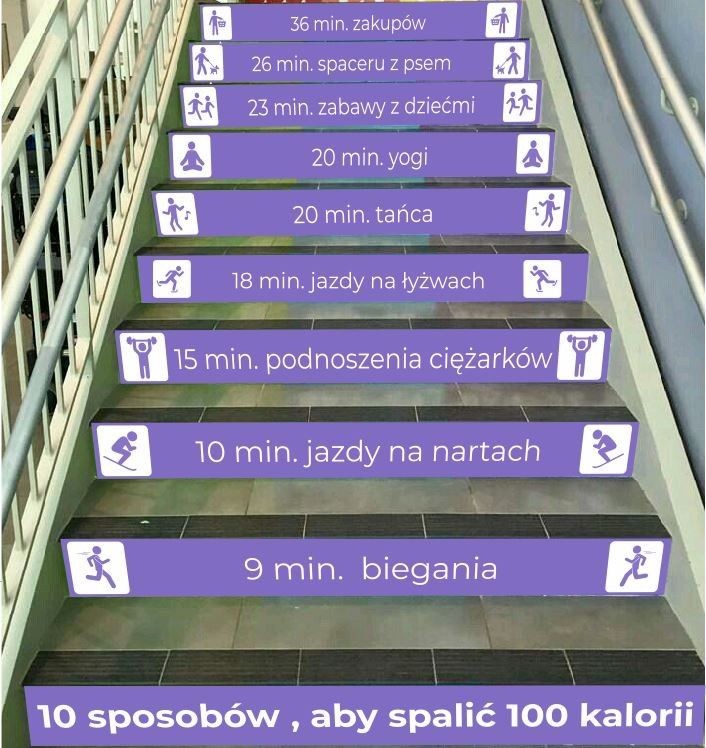 10 sposobów by spalić 100 kalorii - naklejki na schody ES082