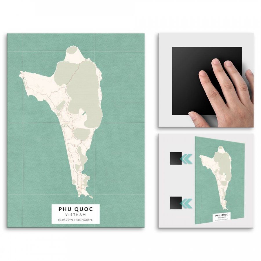 Pix4home Plakat metalowy Mapa Vintage Phú Qu c L POS-L-03885