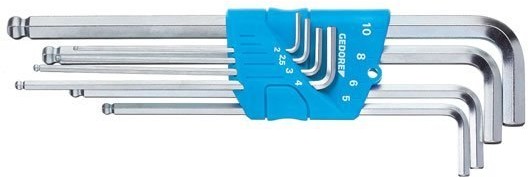 Gedore Zestaw wkrętaków kątowych do śrub z gniazdem 6-kątnym, specjalnie długie, z główką kulistą H 42 KEL-88 1523988