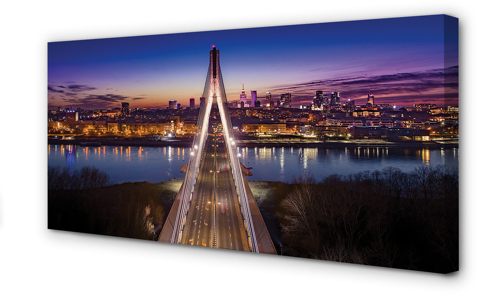 PL Tulup Obrazy na płótnie Warszawa Most rzeka panorama 120x60cm