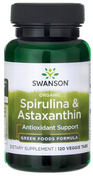 SWANSON Organiczna Spirulina i Astaksantyna 120 tabletek