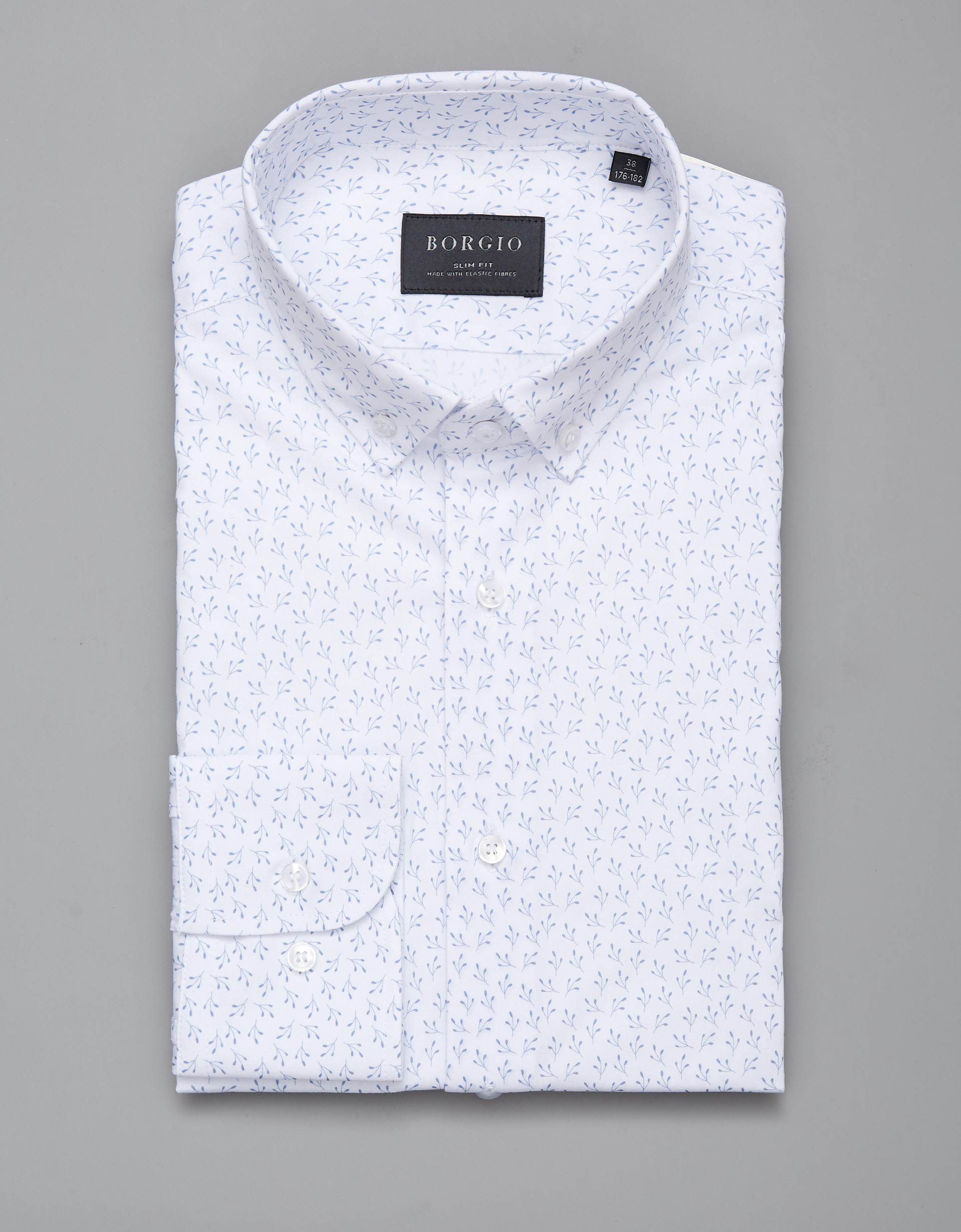 Borgio koszula calimera 00265 długi rękaw biały slim fit