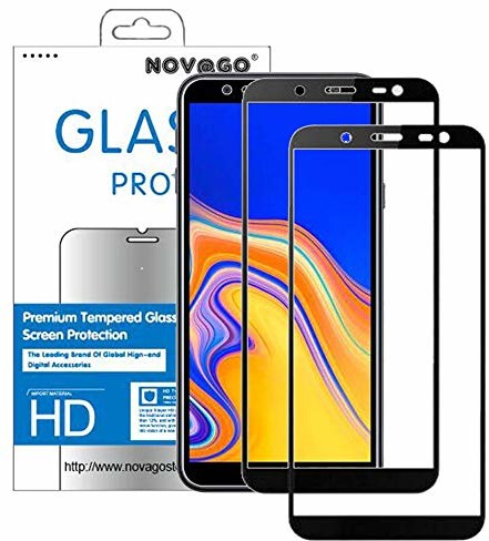 Samsung NOVAGO Novago Kompatybilny z Galaxy J6 Plus J4 Plus (2018), 2 folie ochronne na wyświetlacz ze szkła hartowanego, odporne na uszkodzenia do J4 + / J6 + (czarny pokrywa każdy ekran J6PlusVer
