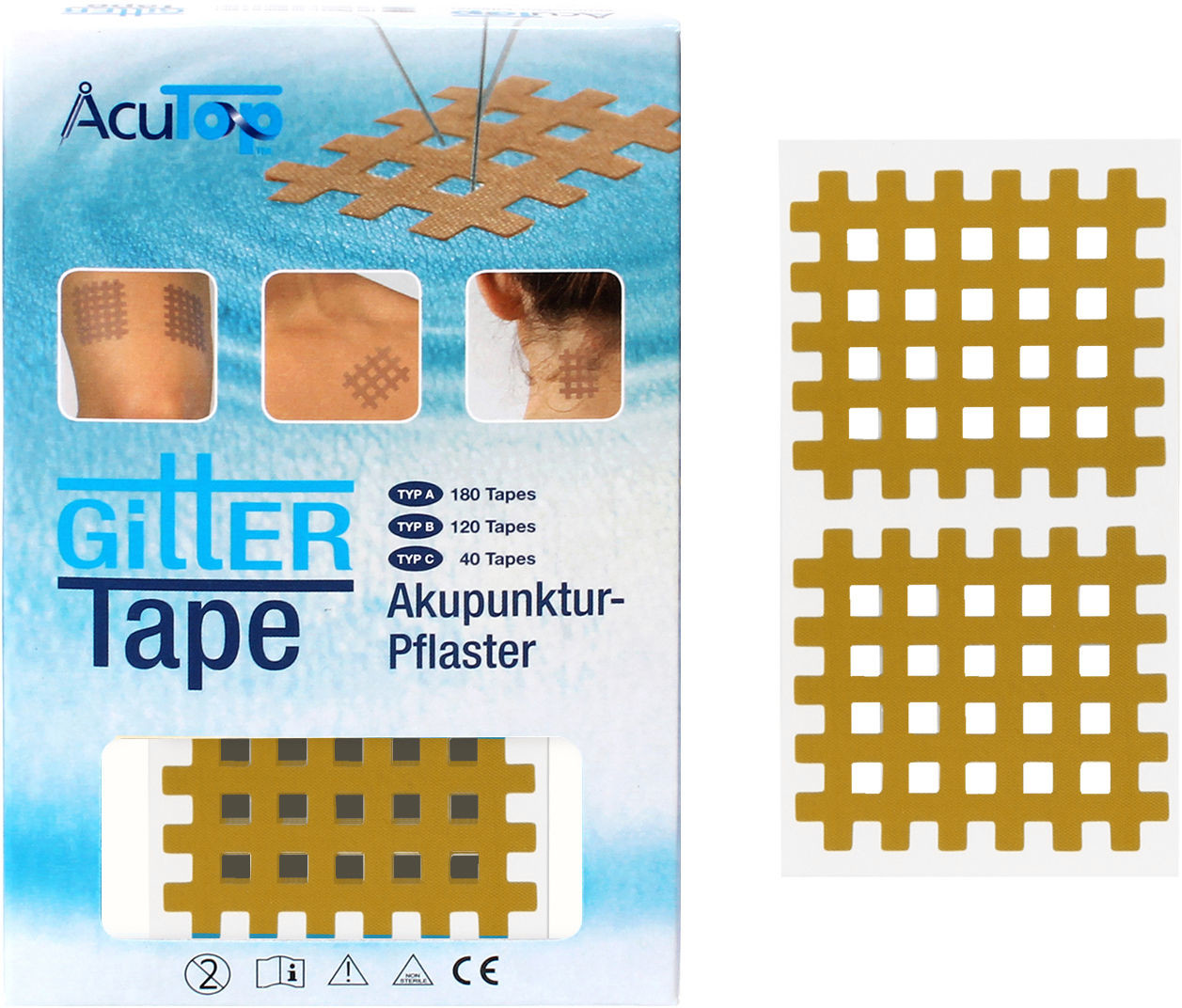 Acutop PrzeciwBÓLOWE plastry krzyżykowe na punkty spustowe Typ C - 40 tapes (Cross C ACT) 4260394881715