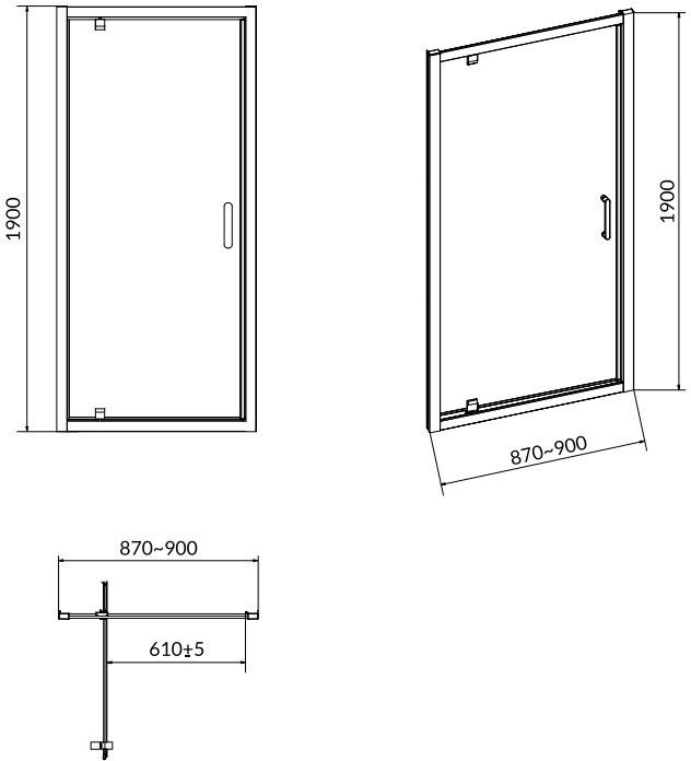 Cersanit Cersanit Arteco Drzwi prysznicowe uchylne 90x190 cm profile chrom szkło transpartentne CleanPro S157-008