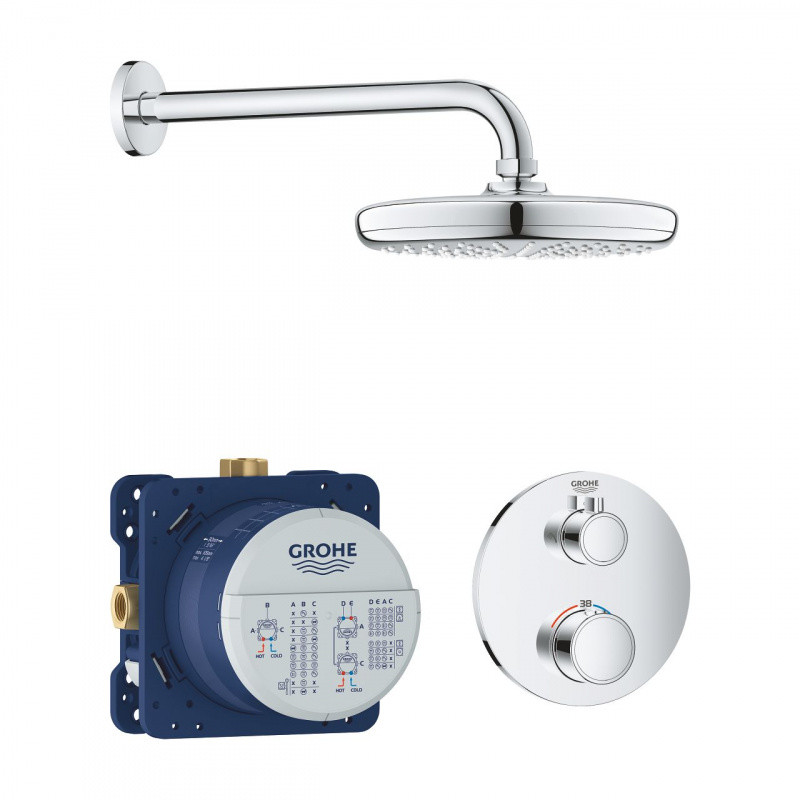 Grohe Grohtherm Zestaw prysznicowy podtynkowy termostatyczny z deszczownicą chrom 34726000