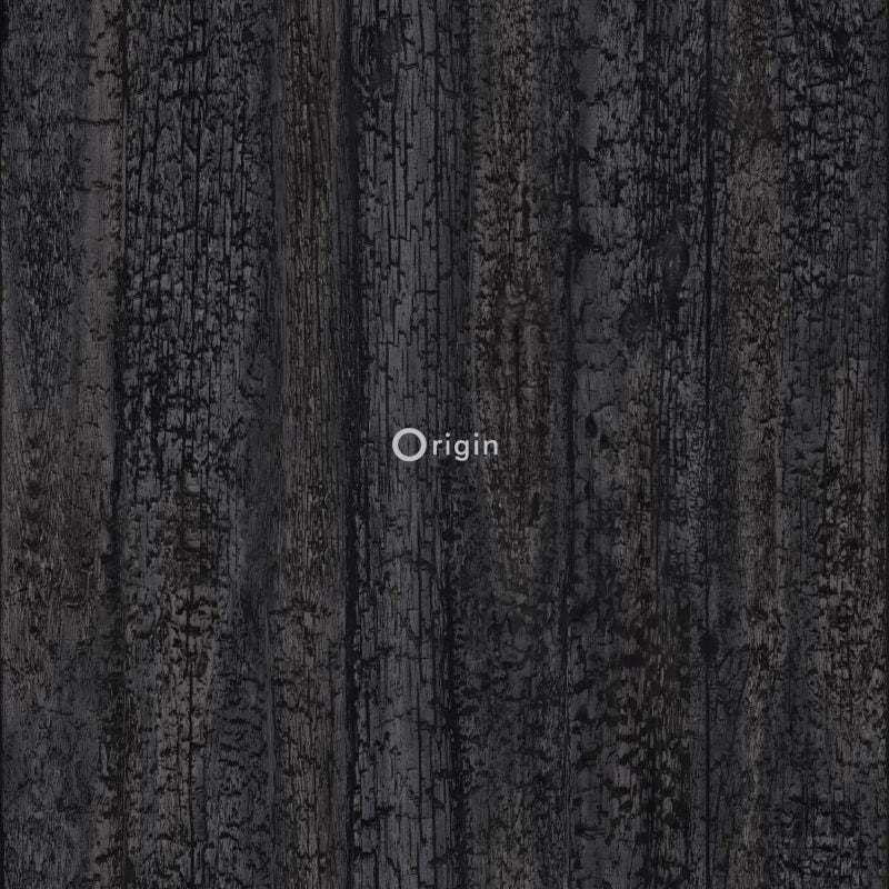 Origin Czarna tapeta na flizelinie z motywem ciemnego drewna 347531_origin