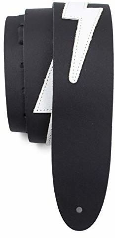 P Perri's Leathers Ltd. Perri's Leathers Ltd.  pasek do gitary  skóra  The Famous Collection  Lightning Bolt  czarny/biały  do gitar akustycznych/basowych/elektrycznych  wyprodukowano w Kanadzie (BLB-218) BLB-218