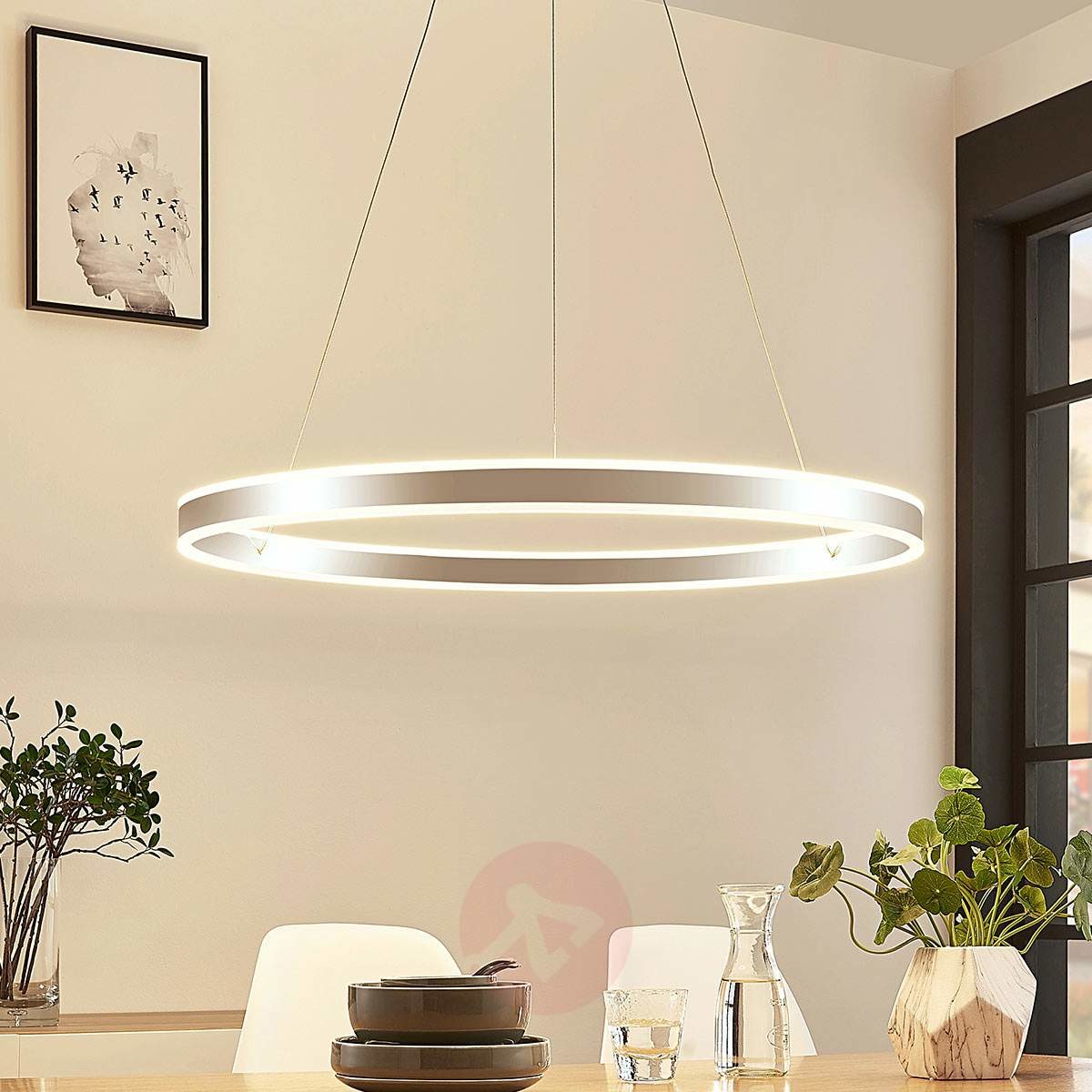 Lindby Moderne hanglamp chroom 80 cm incl. LED 3-staps dimbaar - Lyani