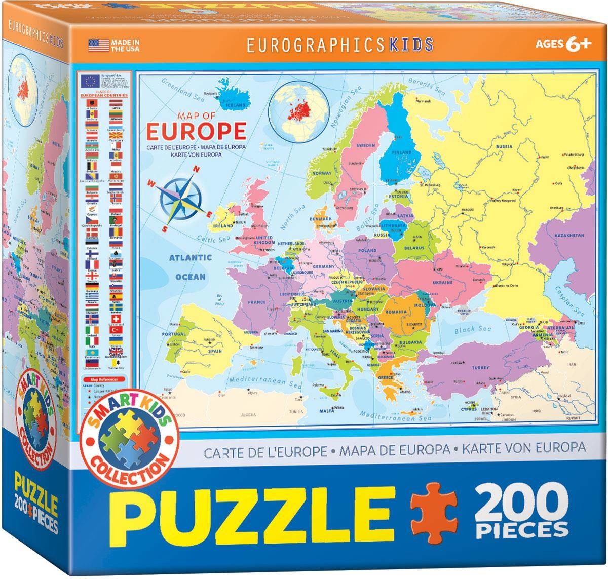 Eurographics Puzzle 200 Smartkids Map of Europa 6200-5374 -