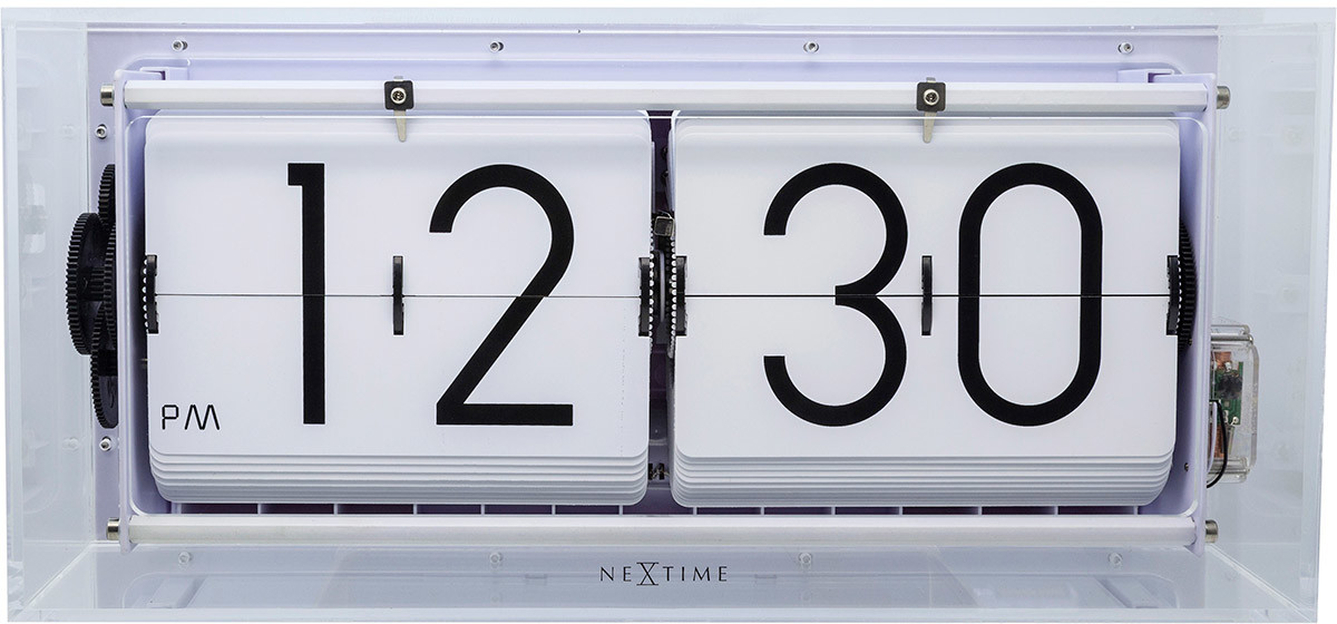 Nextime Zegar klapkowy stołowy, ścienny Big Flip Clear transparentny by 5209TR