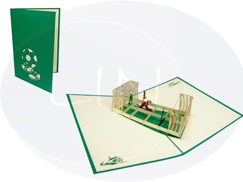 Lin Karta Pop Up 3d kartka urodzinowa bon upominkowy meczem piłki nożnej, zielonym (# 132) 132