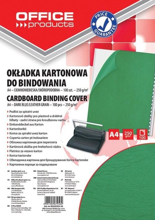 Office Products Okładka do bindowania A4 kartonowa 100 sztuk zielona/skóropodobna
