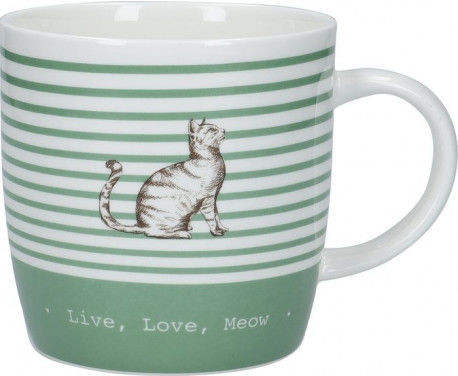 Creative Tops DUŻY KUBEK PORCELANOWY Szary Kot - Live. Love, Meow KCMBAR169