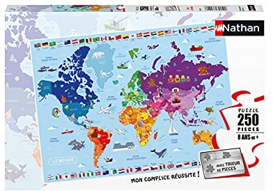 Nathan Puzzle dziecięce - Puzzle 250 p - Mapa świata - Od 8 lat - 86883 4005556868834