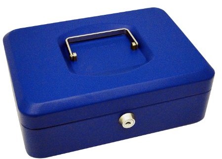 Unbekannt PAVO Premium kasetka na pieniądze, zamek cylindryczny z 2 kluczami, 25 x 18 x 9 cm, niebieski 8011766