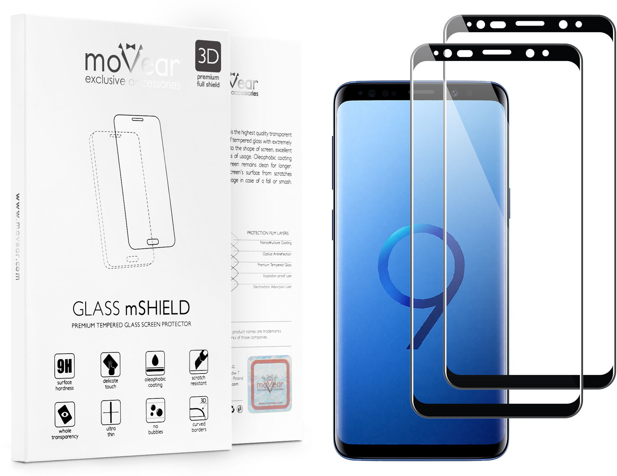 movear 2 szt. Szkło Hartowane 3D na Samsung Galaxy S10e. G970 na Cały Ekran GLASS mSHIELD 3D czarny SG10EG3D12ABK2
