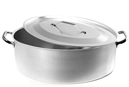 Pentole Agnelli pentole agnelli garnek owalne z pokrywką, wykonany z aluminium, z 2 uchwytami ze stali nierdzewnej, srebrny ALMA12636