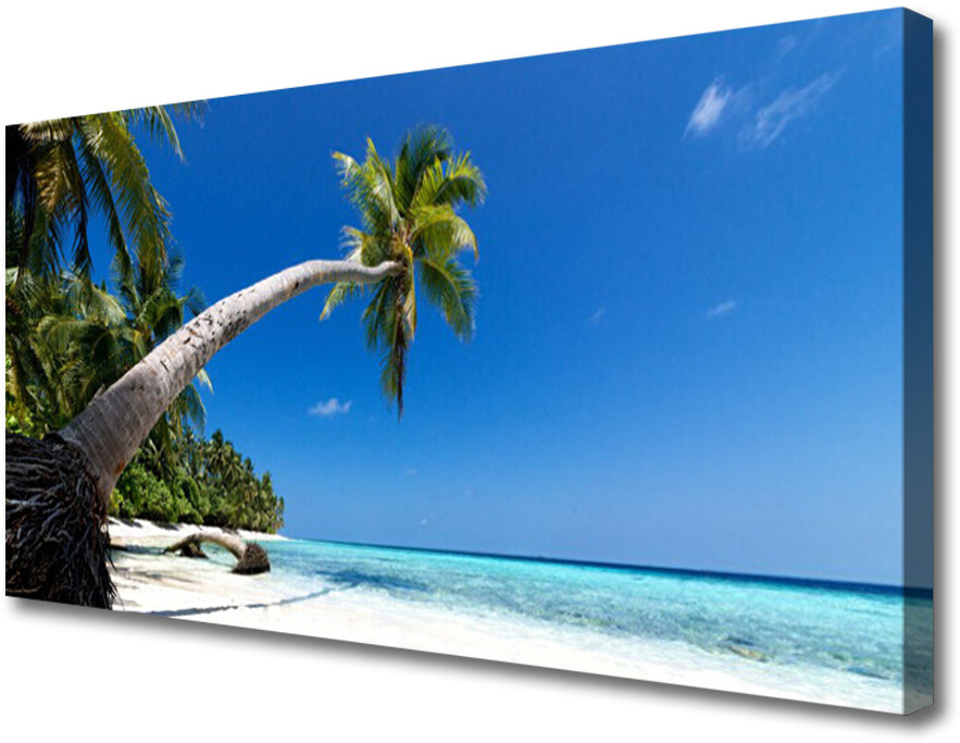 PL Tulup Obraz Canvas Plaża Palma Morze Krajobraz 120x60cm