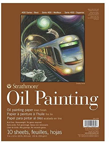 Strathmore Oil Painting Paper Pad, 215lb/350gsm Weight, Linen Texture Surface, 9 x 12 inches, 10 Sheets (430  309) 430-309-1