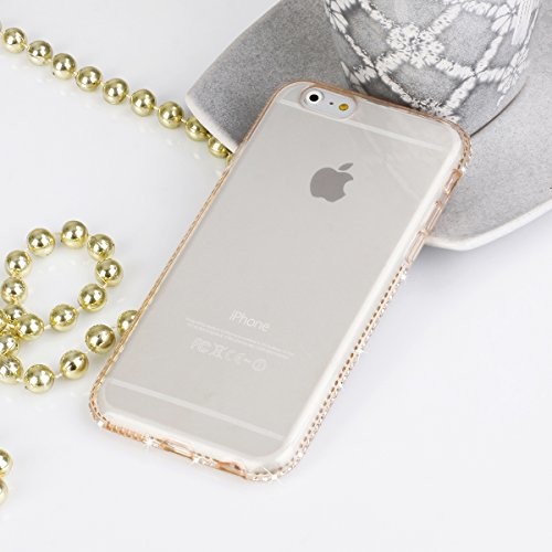 Ego TPU pokrowiec ochronny Case strasu, diament do iPhone przezroczysty Back Cover silikonowe Glitter miękkie silikonowe etui ultra cienkie kamienie kryształowe pokrowiec błyszczący Bling, do iPhone 6 b026709bcc8