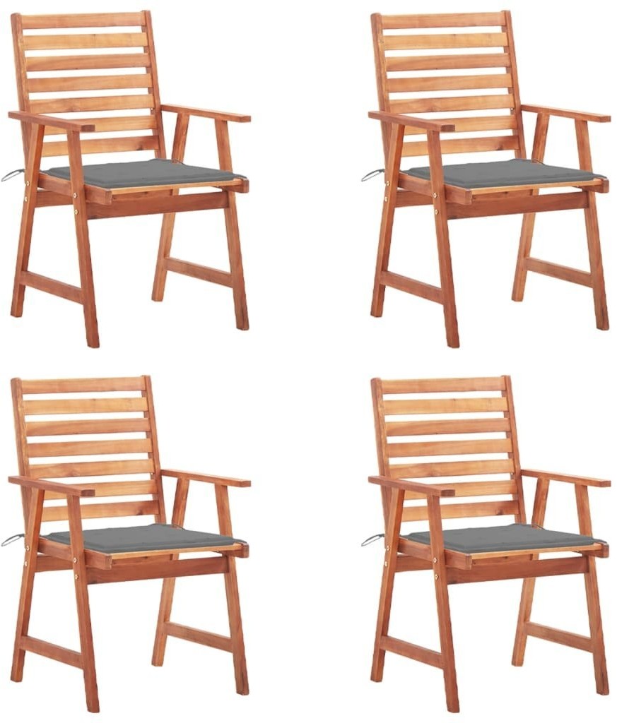 vidaXL Krzesła ogrodowe z poduszkami, 4 szt., lite drewno akacjowe! 3078321