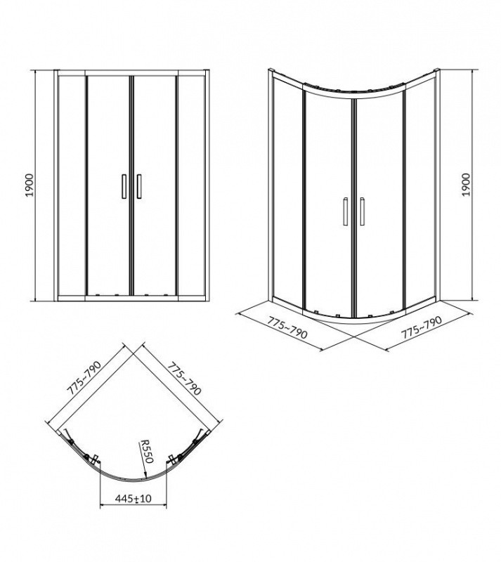 Cersanit Arteco 80x80x190 S157-001