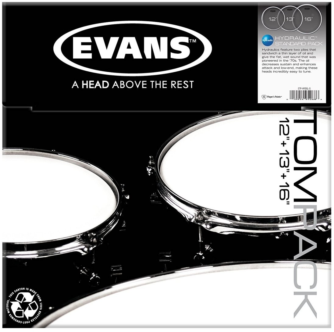 Evans hydgl ETP evans-S Hydraulic (Glass) Standard Tom futra Pack 30,4 cm (12 cali), 33 cm (13 cali), 40,6 cm (16 cali) ETP-HYDGL-S