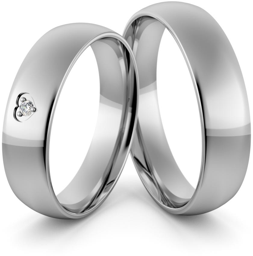 Eminence Obrączki ślubne palladowe 5 mm z sercem i brylantem - Pd-20 Pd-20