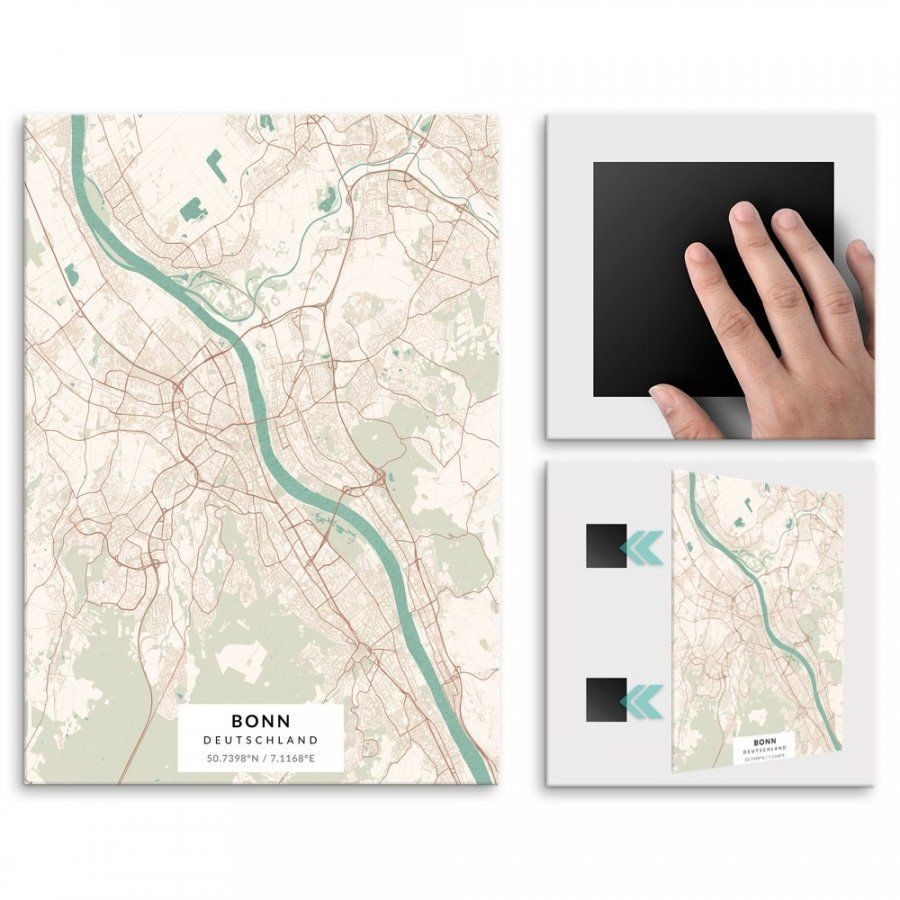 Pix4home Plakat metalowy Mapa Vintage Bonn L POS-L-03164