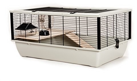 Little Friends Grosvenor szczurów/klatka Hamster, drabina podestu i wykonana z drewna, 78 x 48 x 36 cm, kolor srebrny/czarny