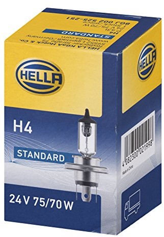 HELLA Standard H4 reflektor halogenowy lampa, 24 V 75/70 W, 8 GJ 002 525 251 78160