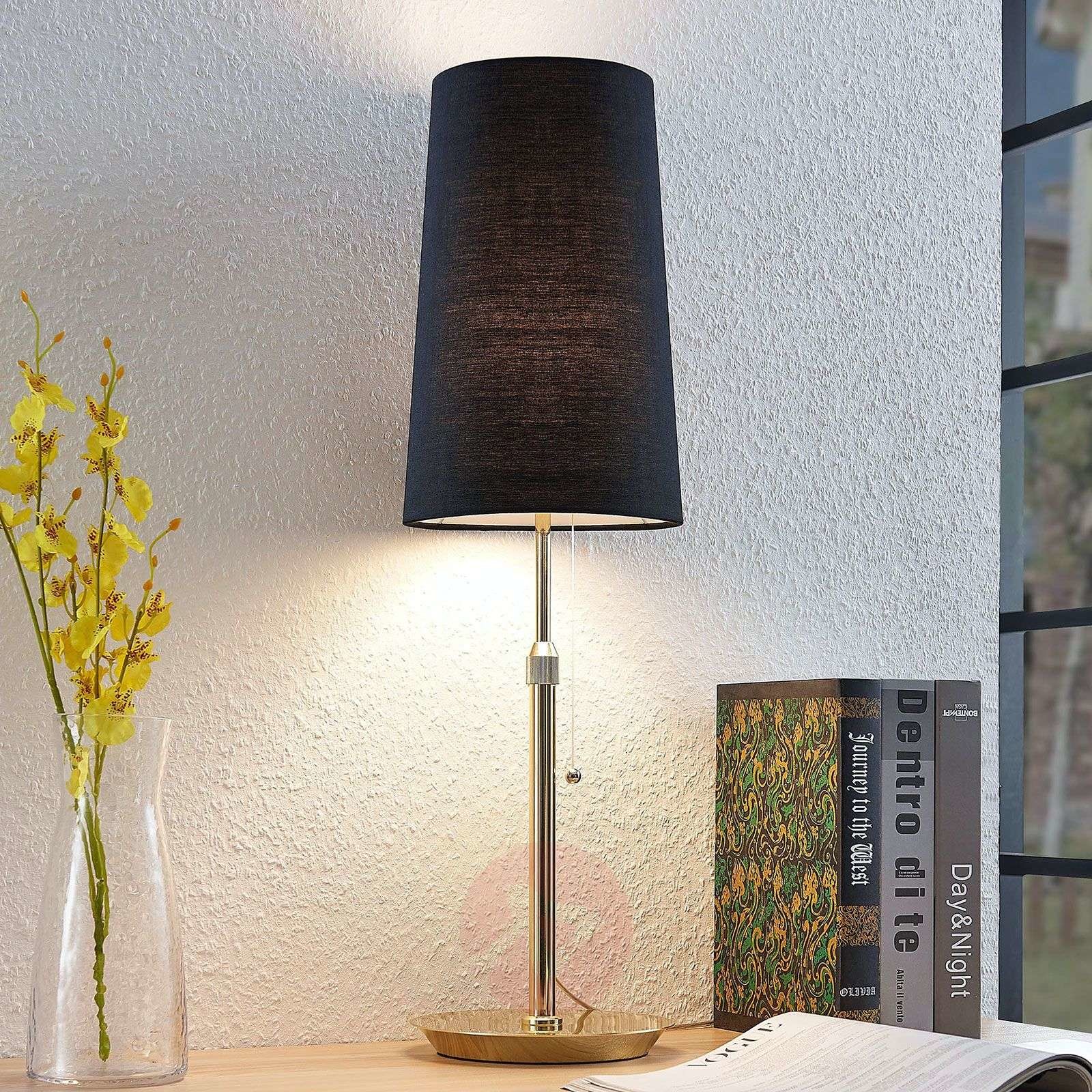 LUCANDE Lucande Pordis lampa stołowa, mosiężno-czarna