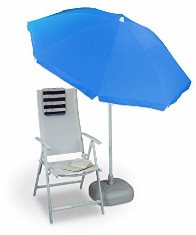 Relaxdays parasol przeciwsłoneczny parasol 180 cm rozpiętości skrzydeł, 8 żeber poliester, przechylania, ogrodu, do gastronomii abażur, niebieski 10020901_45