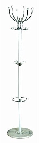 Haku-Möbel Wieszak stojący na ubrania, chrom-biały, chromowany wieszak na ubrania i ekran monitora, marmurowej podstawie 88391