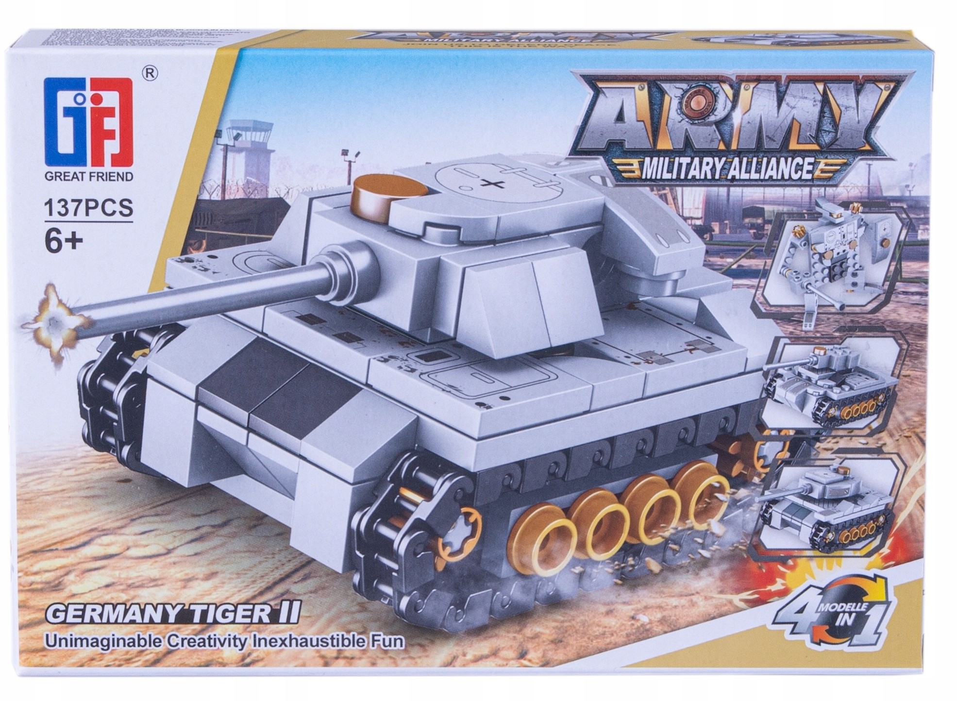 Klocki Seria Armia Czołg 4w1 German Tiger II 137el