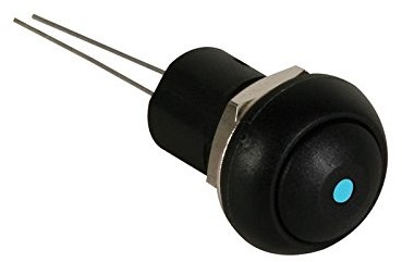 Perel 163289 Mini-włącznik przyciskowy z niebieskiej diody LED, 1-biegunowy 163289