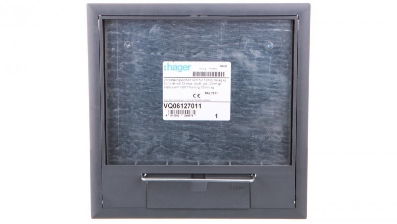 Hager polo tehalit.VE-EE Pokrywa uchylna VQ06 200x200 wykładzina 12mm stal szary PA VQ06127011