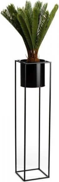 Dekoracja Domu Kwietnik stojący 100 cm Ring czarny LOFT 10-1601/100