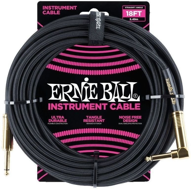 Ernie Ball Ernie Ball 18' Braided Straight Angle Black