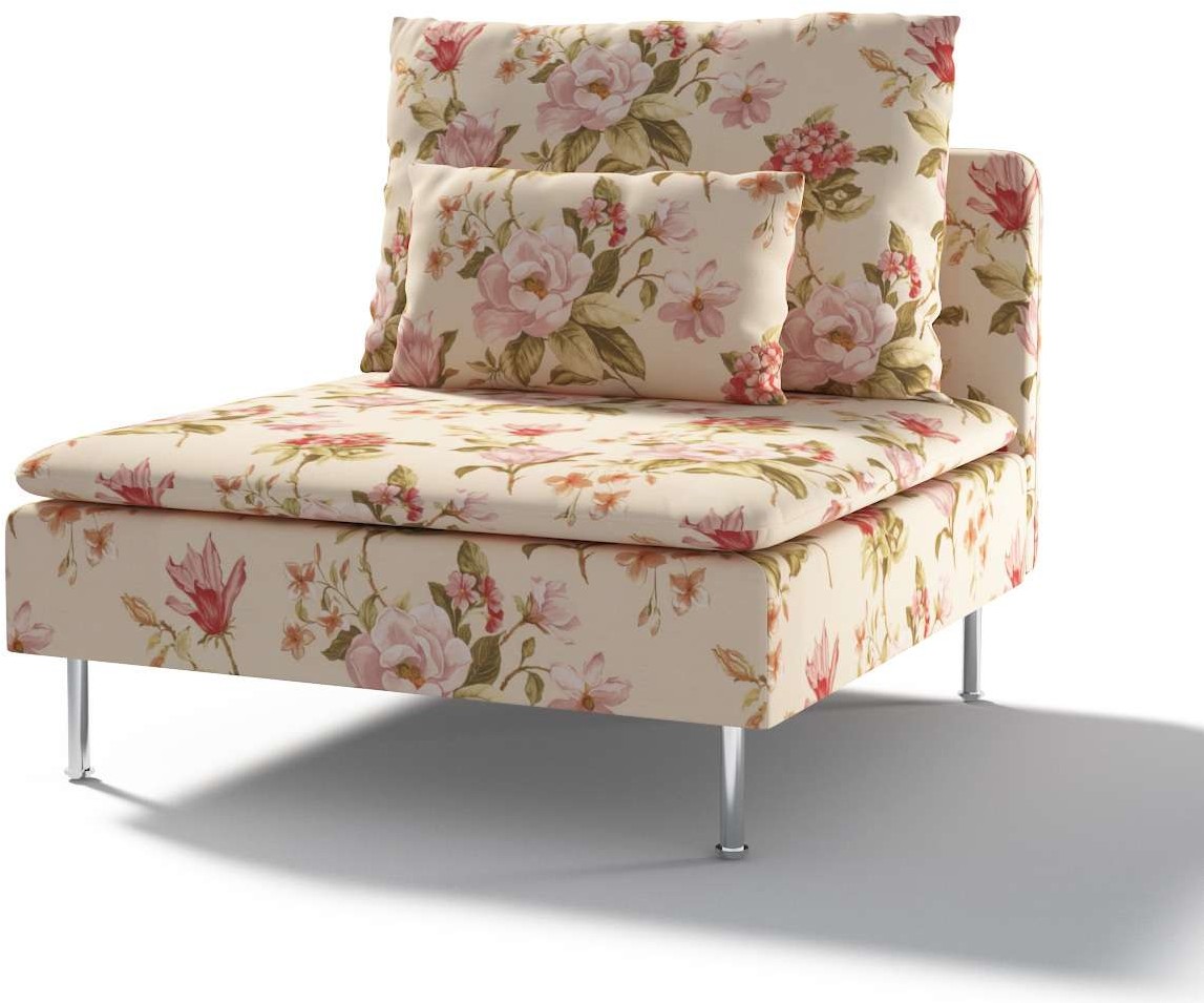 Dekoria pl pl Pokrowiec na moduł Söderhamn 1-osobowy duże kwiaty na kremowym tle 93 x 99 x 83 cm Londres 1007-143-87