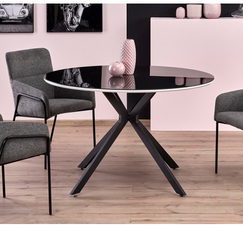 Szklany okrągły stół w czarnym kolorze M6-E19