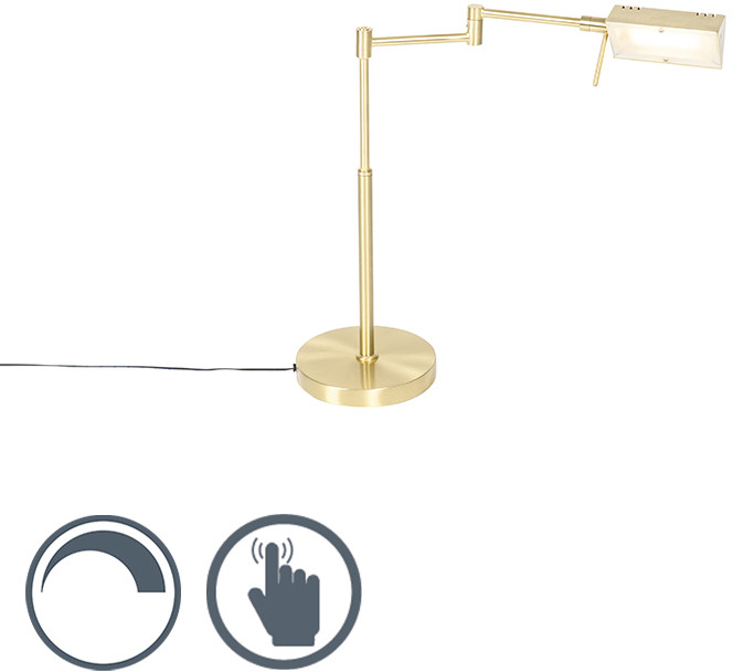 QAZQA Designerska lampa stołowa złota LED ściemniacz dotykowy - Notia