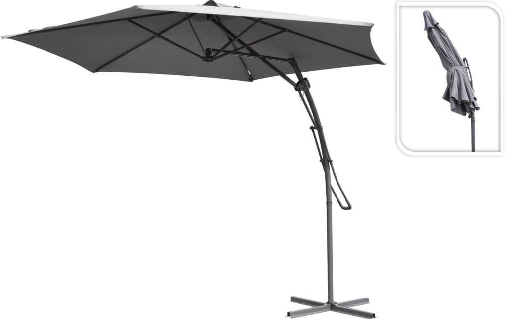 Koopman ProGarden Wiszący parasol ogrodowy, szary, 300 cm