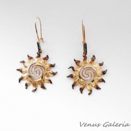 Kolczyki srebrne - Brązowe słoneczka 505