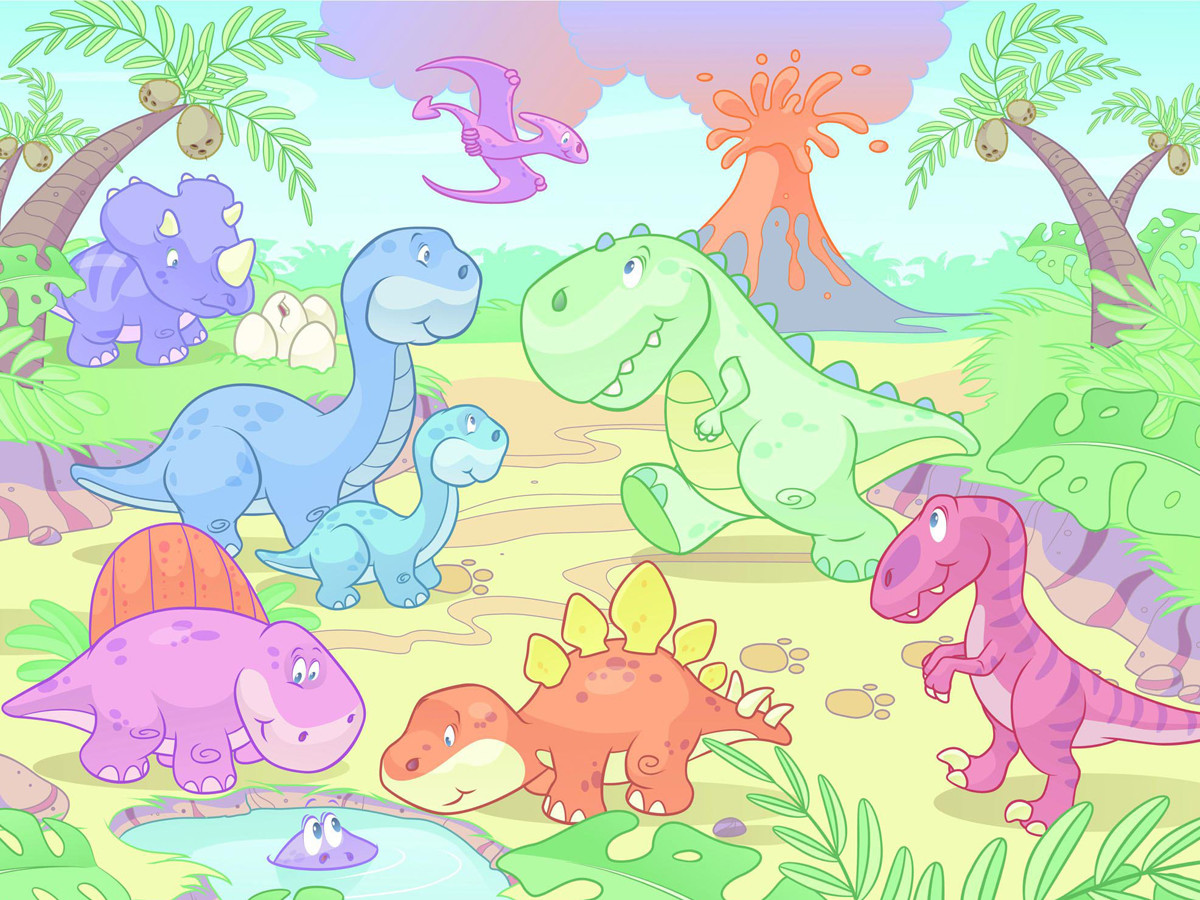 Walltastic Małe Dinozaury - Fototapeta Klej