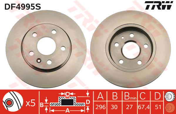 TRW Tarcza hamulcowa DF4995S