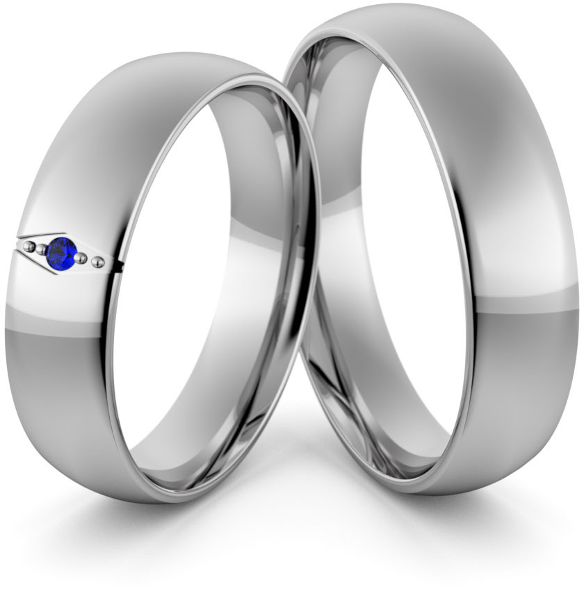 Eminence Obrączki ślubne palladowe 5 mm z szafirem - Pd-102 Pd-102-2