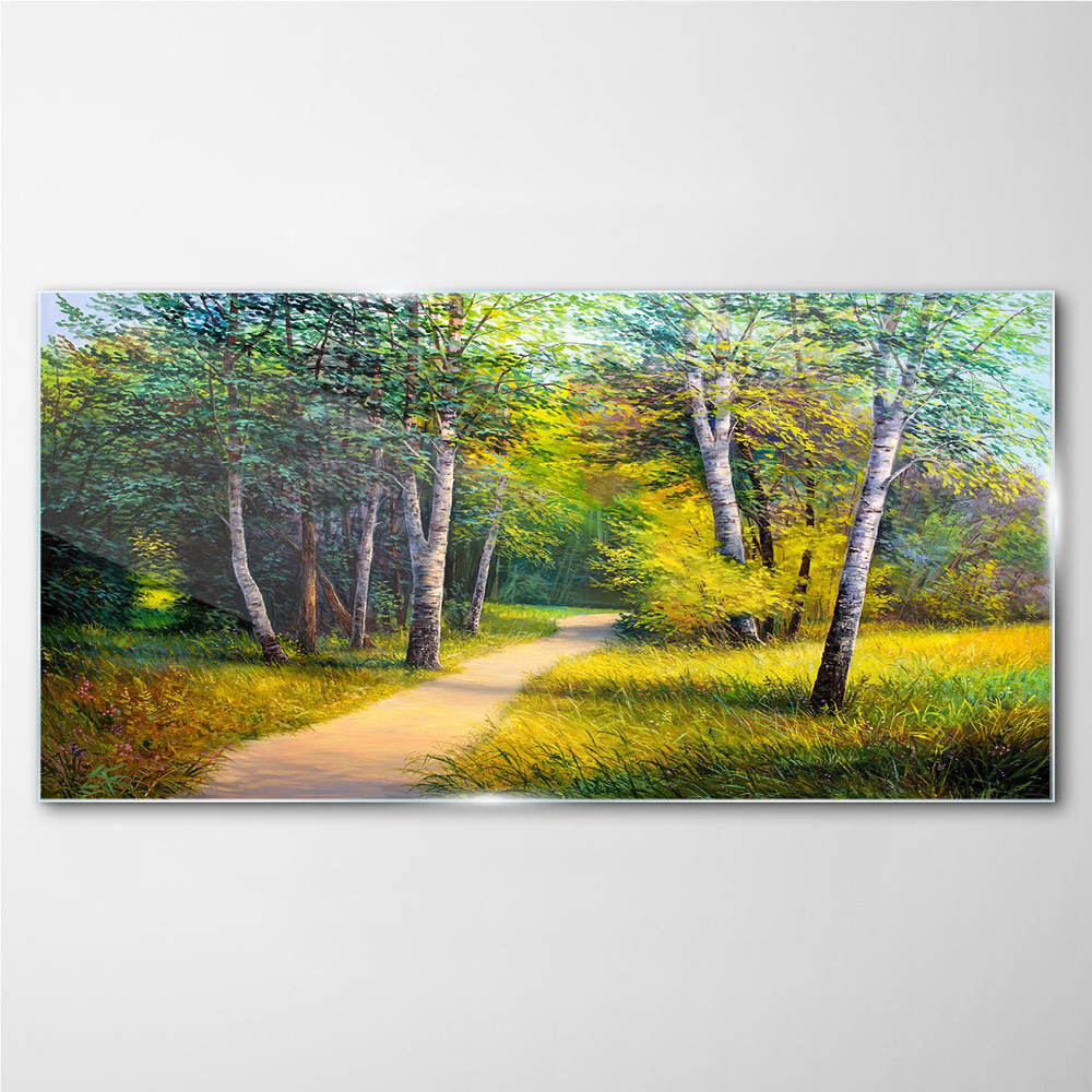 PL Coloray Obraz na Szkle drzewa przyroda droga trawa 120x60cm